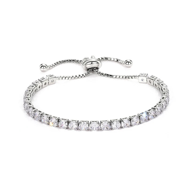 Sparkling Cubic Zirconia Bracelets for Women Adjustable Fashion Tennis Bracelets Round/Square Stone Trendy Jewelry