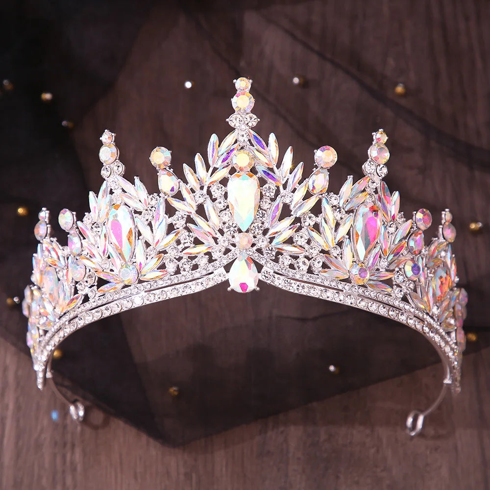 12 Colors Baroque Crystal Flower Tiara For Women Girl Party Luxury Bridal Diadem Bride Rhinestone Crown Hair Accessories Jewelry