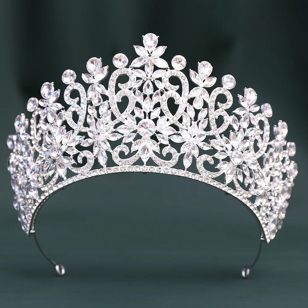 Blue Pink Opal Crystal Royal Queen Wedding Crown Rhinestone Bridal Diadem Pageant Headdress Party Tiaras Hair Dress Accessories