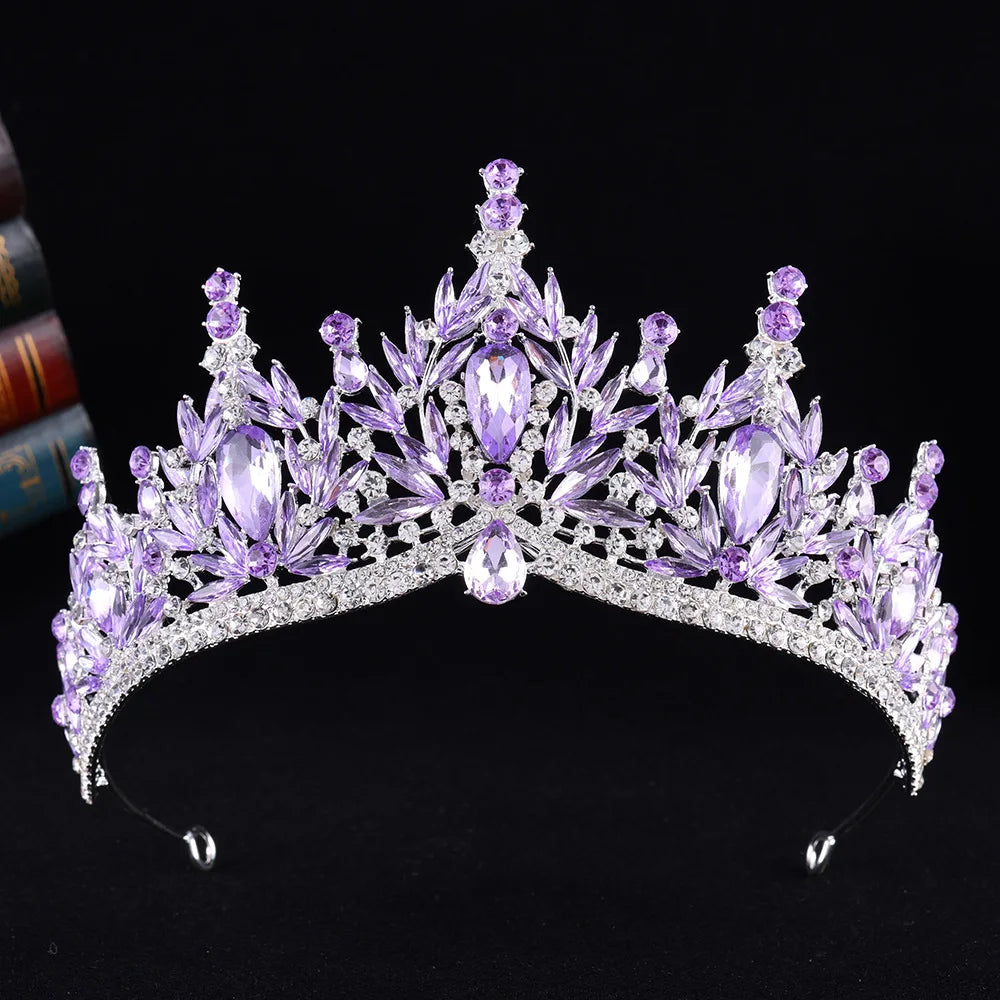 Luxury Water Drop Crystal Opal Bridal Tiara For Women Girls Headband Wedding Birthday Party Crown Hair Dress Accessories
