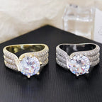 10MM Cubic Zirconia Wedding Bands Ring for Women Luxury Crystal CZ Ring Engagement Accessories