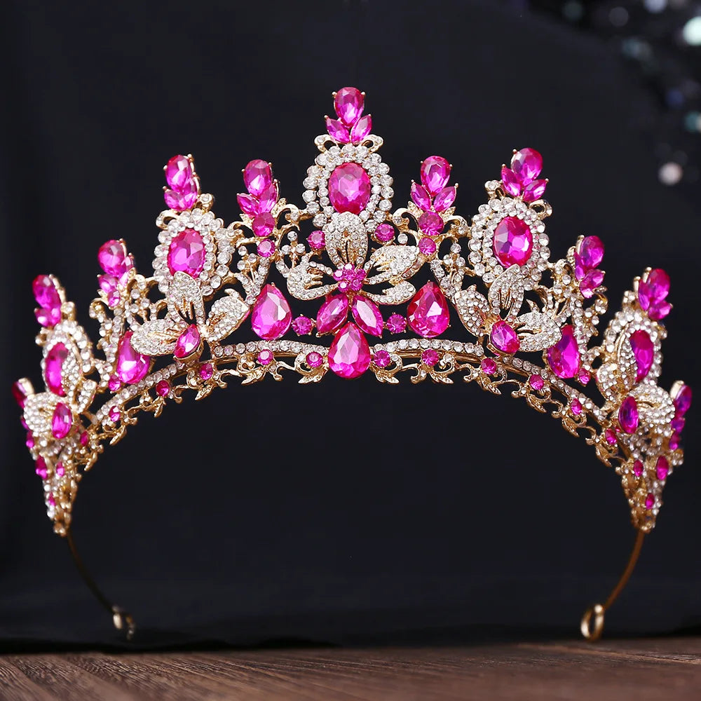 Luxury Water Drop Crystal Flower Bridal Tiaras Crown Rhinestone Pageant Diadem Headpieces Wedding Hair Accessories