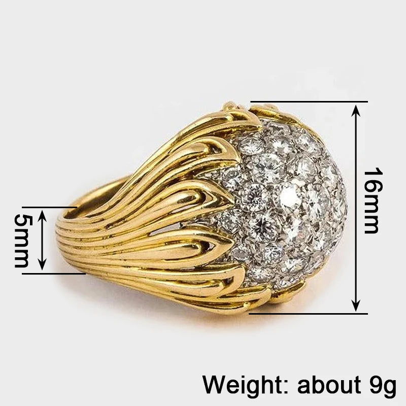 Creative Design Women Rings with Sparkling Cubic Zirconia Claws Setting Two Tone Luxury Wedding Rings New Trendy Jewelry