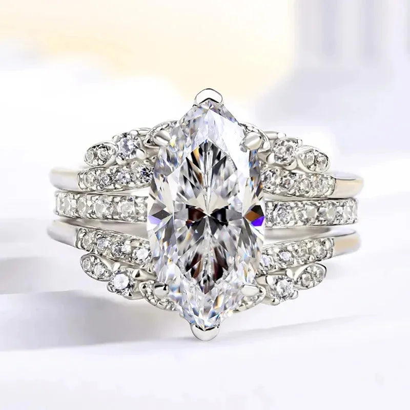 Attractive Wedding Rings Set for Women Delicate Temperament Engagement Jewelry Set Exquisite Bright Party Accessories Hot