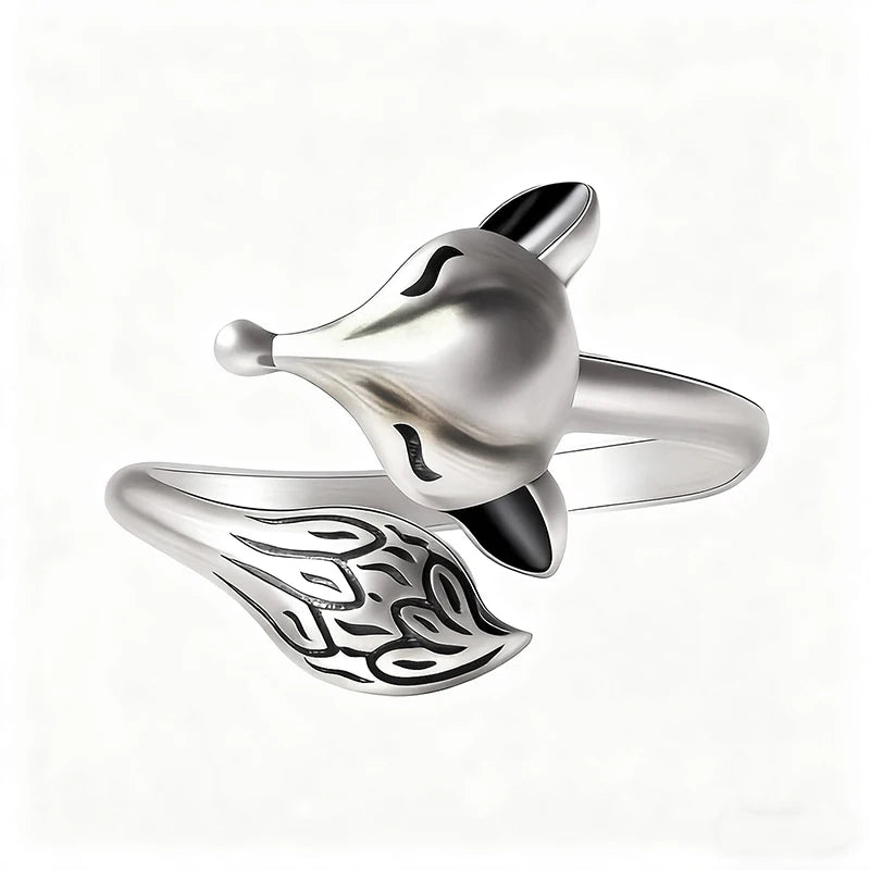 Anti Silver Color Fox Opening Rings for Women Vintage Daily Female Ring Punk Hip Hop Animal Accessory Gift Retro Jewelry