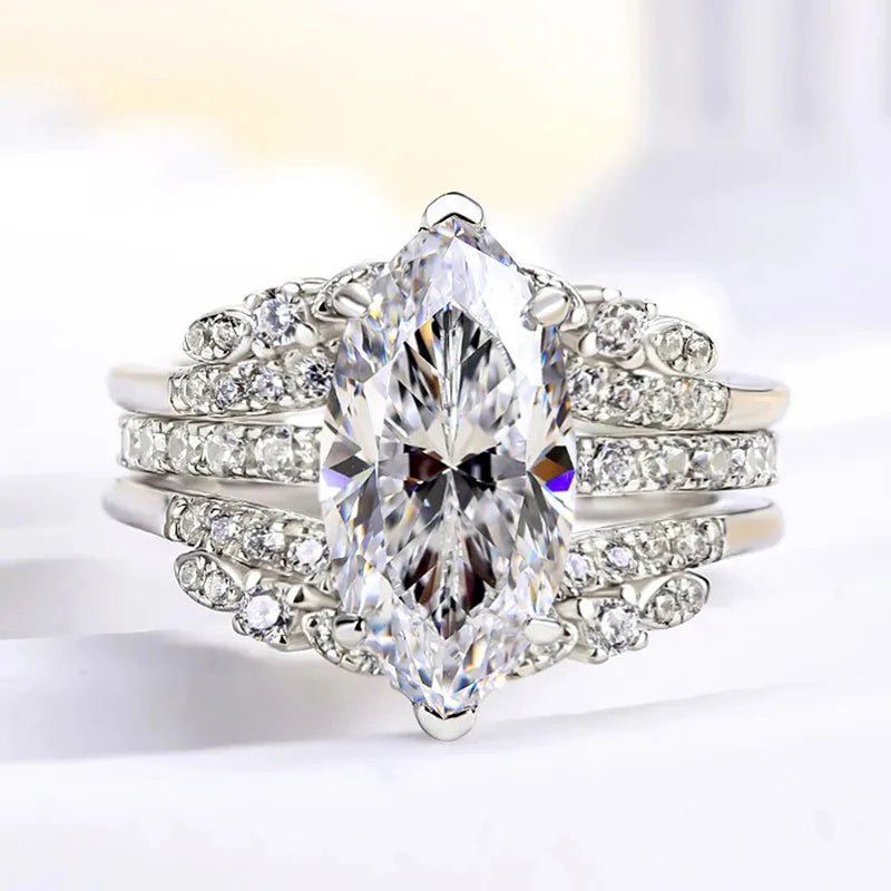 Attractive Wedding Rings Set for Women Delicate Temperament Engagement Jewelry Set Exquisite Bright Party Accessories Hot
