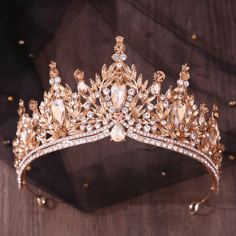 12 Colors Baroque Crystal Flower Tiara For Women Girl Party Luxury Bridal Diadem Bride Rhinestone Crown Hair Accessories Jewelry