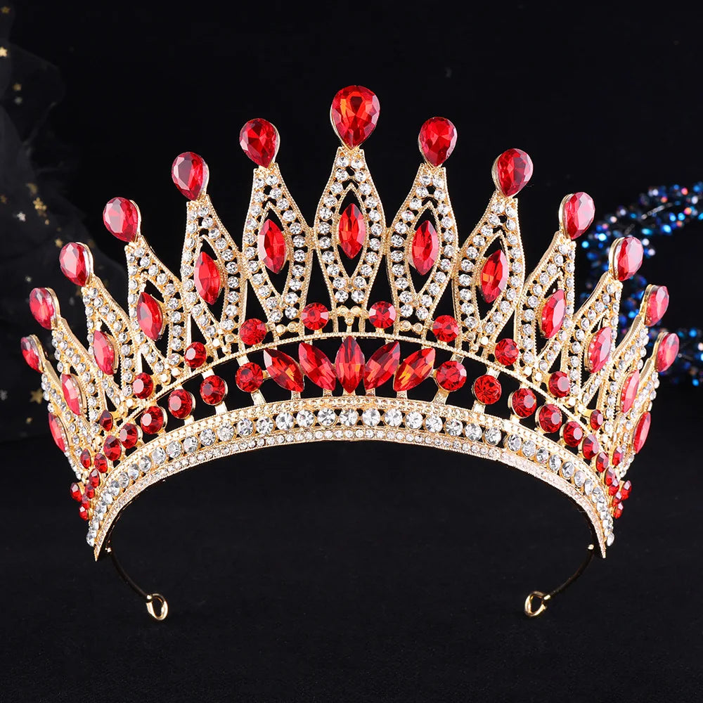 12 Colors Vintage Luxury Baroque Water Drop Crystal Tiaras Crowns For Women Wedding Party Bridal Hair Dress Jewelry Accessories