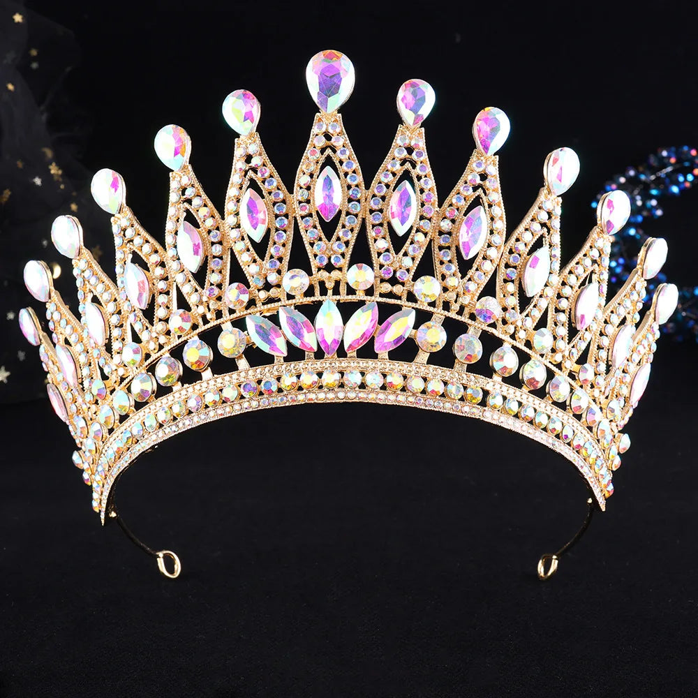 12 Colors Vintage Luxury Baroque Water Drop Crystal Tiaras Crowns For Women Wedding Party Bridal Hair Dress Jewelry Accessories