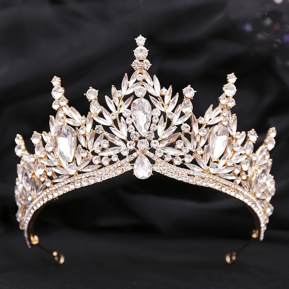 Luxury Water Drop Crystal Opal Bridal Tiara For Women Girls Headband Wedding Birthday Party Crown Hair Dress Accessories
