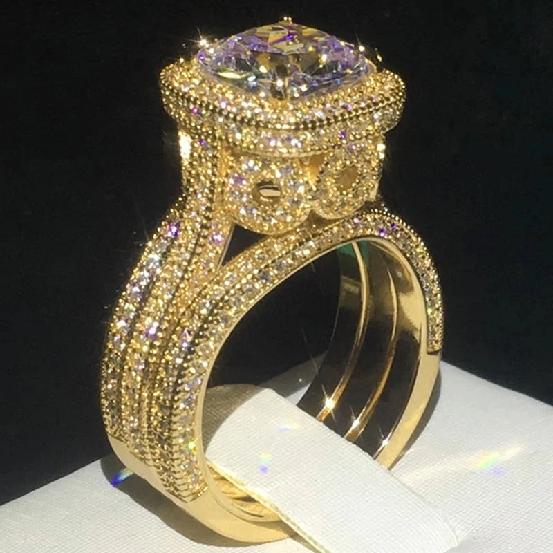 Graceful 3Pcs Rings for Engagement Luxury Bright Trendy Chic Accessories for Women Delicate Charming Stylish Jewelry Set