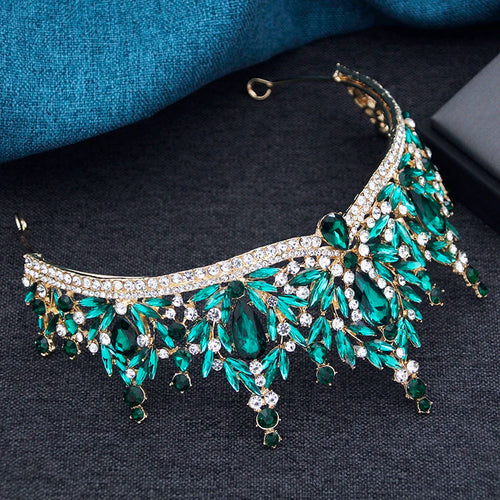 12 Colors Baroque Luxury Crystal Princess Tiara For Women Wedding Girls Birthday Party Elegant Crown Hair Jewelry Accessories
