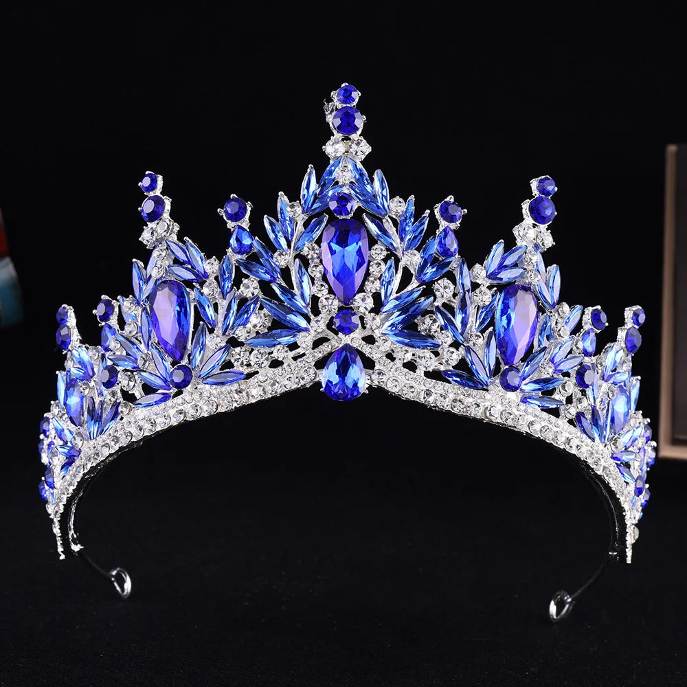 Luxury Water Drop Crystal Opal Bridal Tiara For Women Girls Headband Wedding Birthday Party Crown Hair Dress Accessories