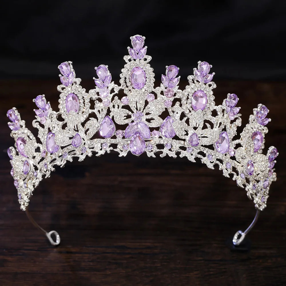 Luxury Water Drop Crystal Flower Bridal Tiaras Crown Rhinestone Pageant Diadem Headpieces Wedding Hair Accessories