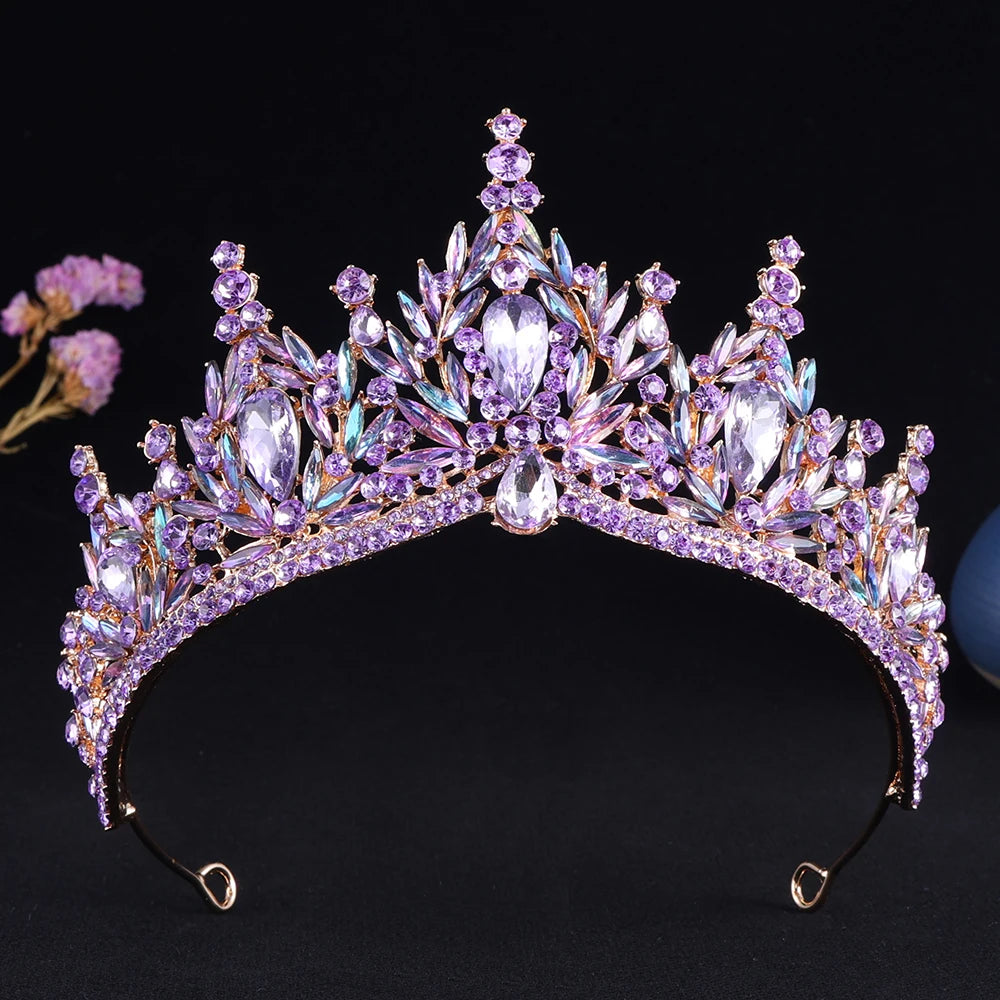 Luxury Water Drop Crystal Opal Bridal Tiara For Women Girls Headband Wedding Birthday Party Crown Hair Dress Accessories
