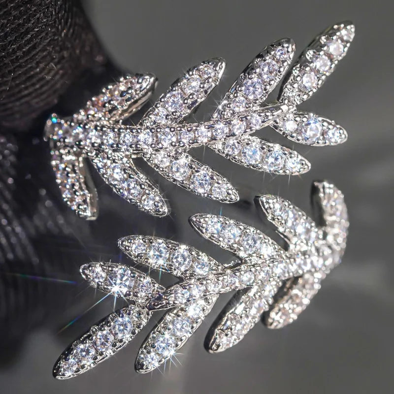 Fashion Opening Rings with Shiny Cubic Zirconia Delicate Elegant Female Accessories Temperament Party Jewelry