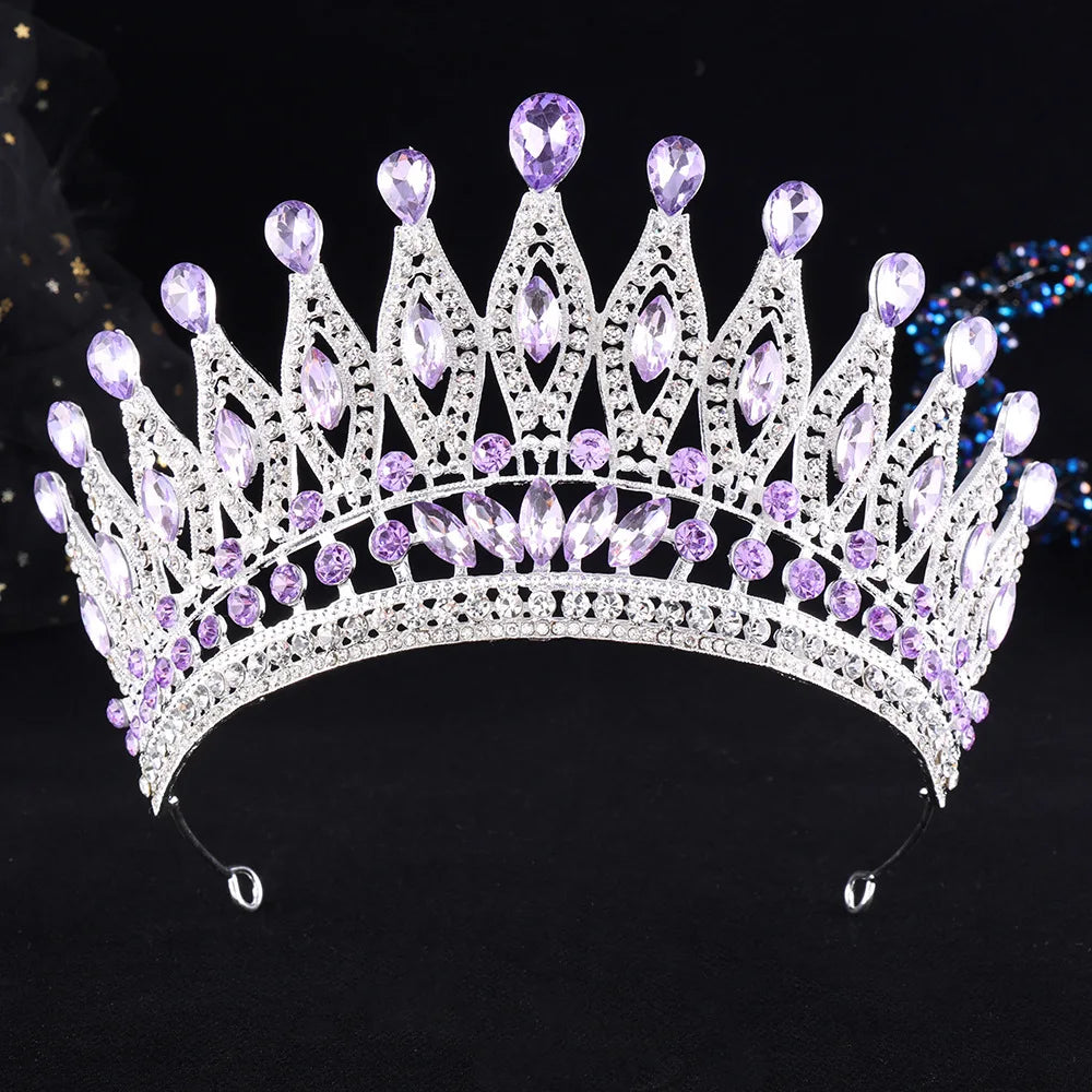 12 Colors Vintage Luxury Baroque Water Drop Crystal Tiaras Crowns For Women Wedding Party Bridal Hair Dress Jewelry Accessories