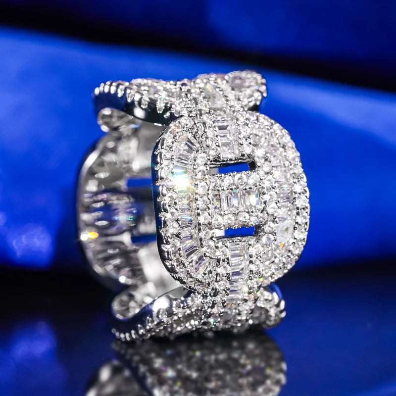 Attractive Shiny Rings with Chain Linked Design Brilliant Cubic Zirconia Accessory Female Wedding Party Jewelry