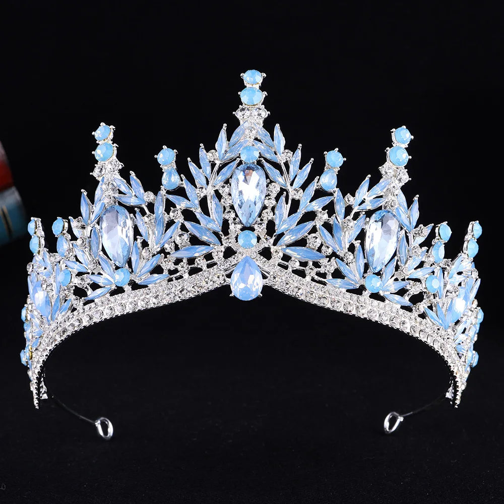 Luxury Water Drop Crystal Opal Bridal Tiara For Women Girls Headband Wedding Birthday Party Crown Hair Dress Accessories