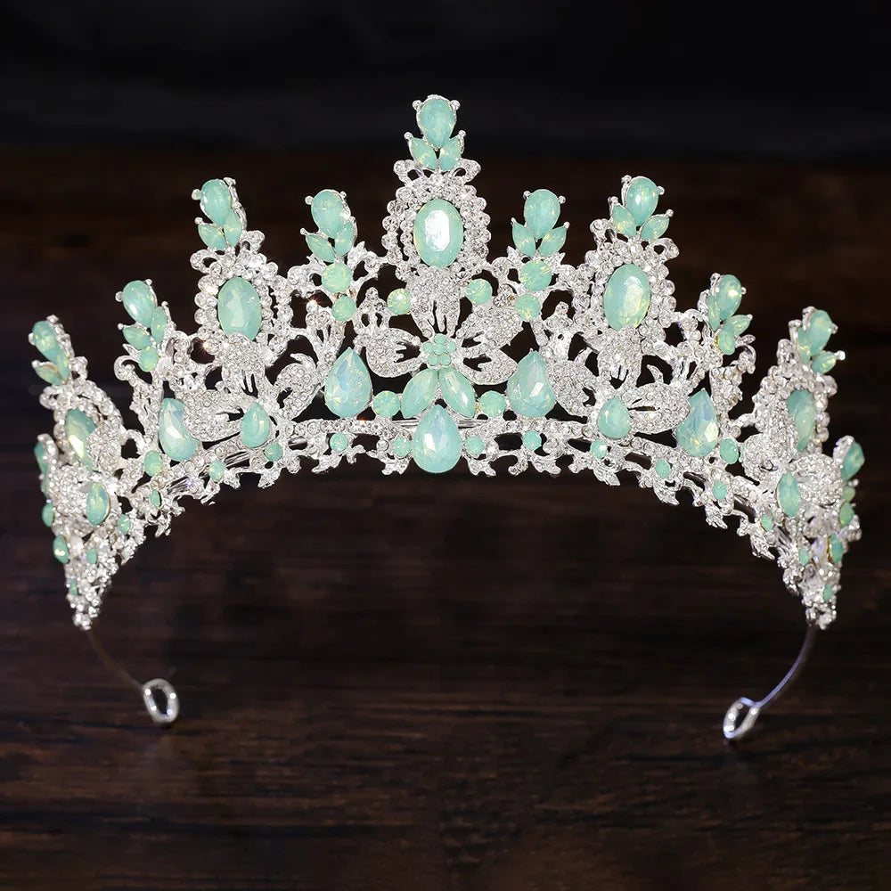 Luxury Water Drop Crystal Flower Bridal Tiaras Crown Rhinestone Pageant Diadem Headpieces Wedding Hair Accessories